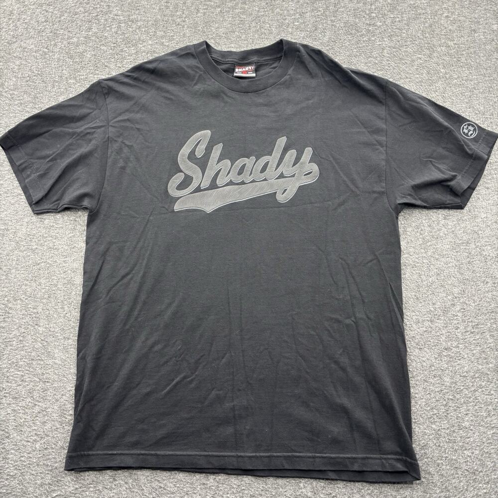 Vintage Shady Ltd Shirt Mens Large Black Embossed Spell Out Hip Hop Rap Tee 00s